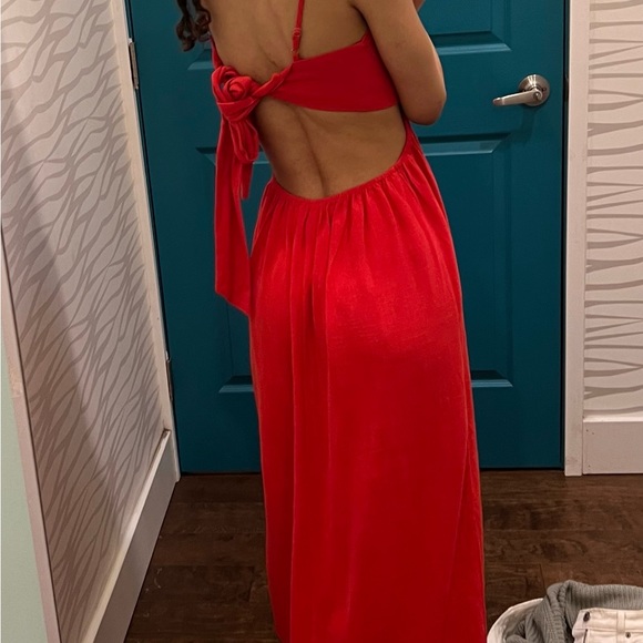 Red Slit Dress - Picture 2 of 3